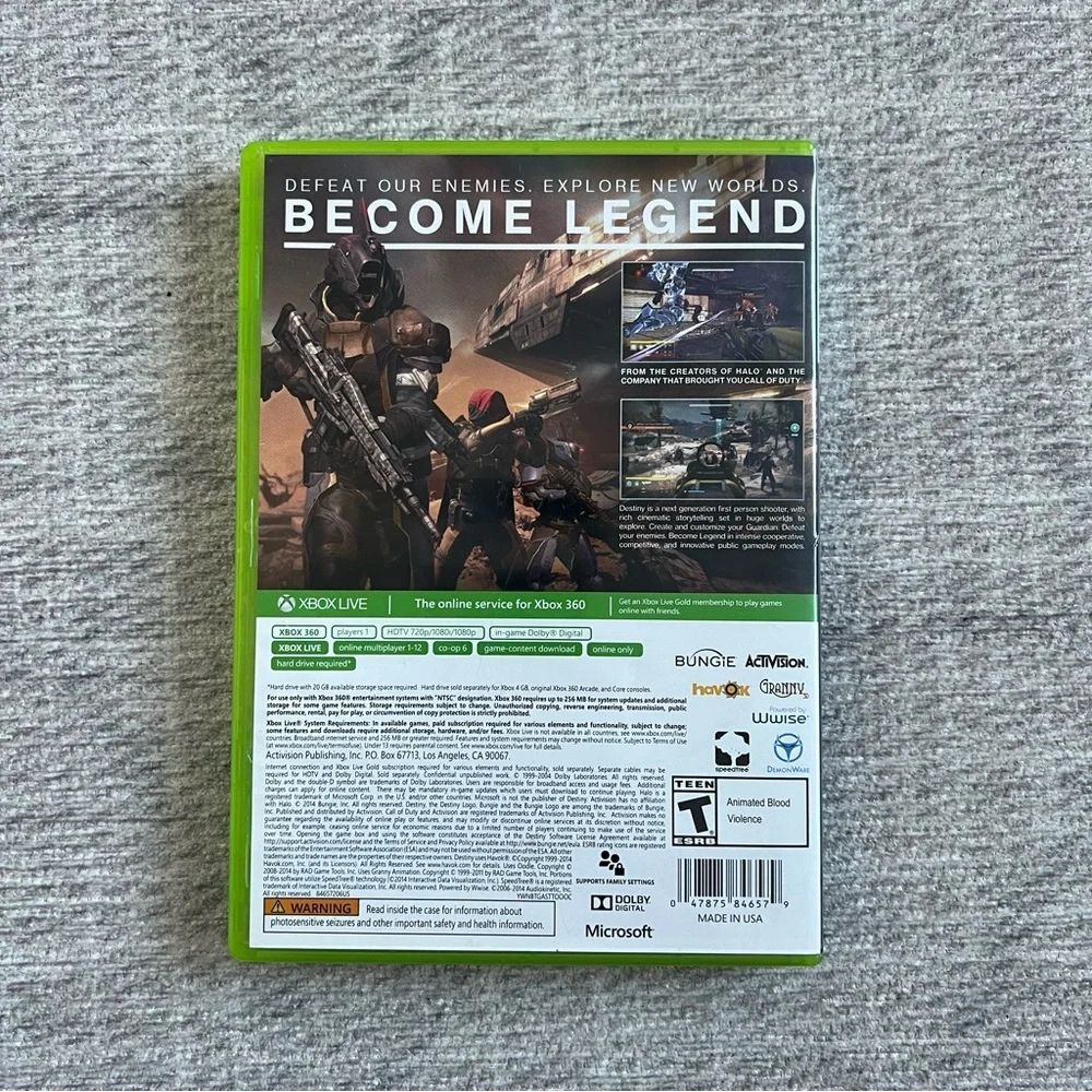 Microsoft Xbox 360 X360 Destiny Video Game